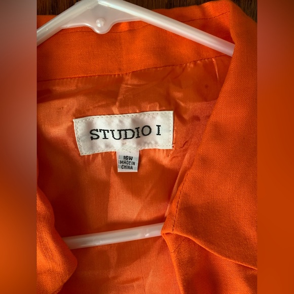 Studio I Orange Linen Blouse Size 16W - Picture 3 of 3